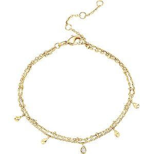 14K Gold Plated Beaded Bracelet for Women | Stackable Gold Bead Bracelet | Adjus